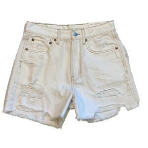 American Eagle Shorts Womens 2 White 90s Boyfriend Cut Off  Distressed Raw Hem